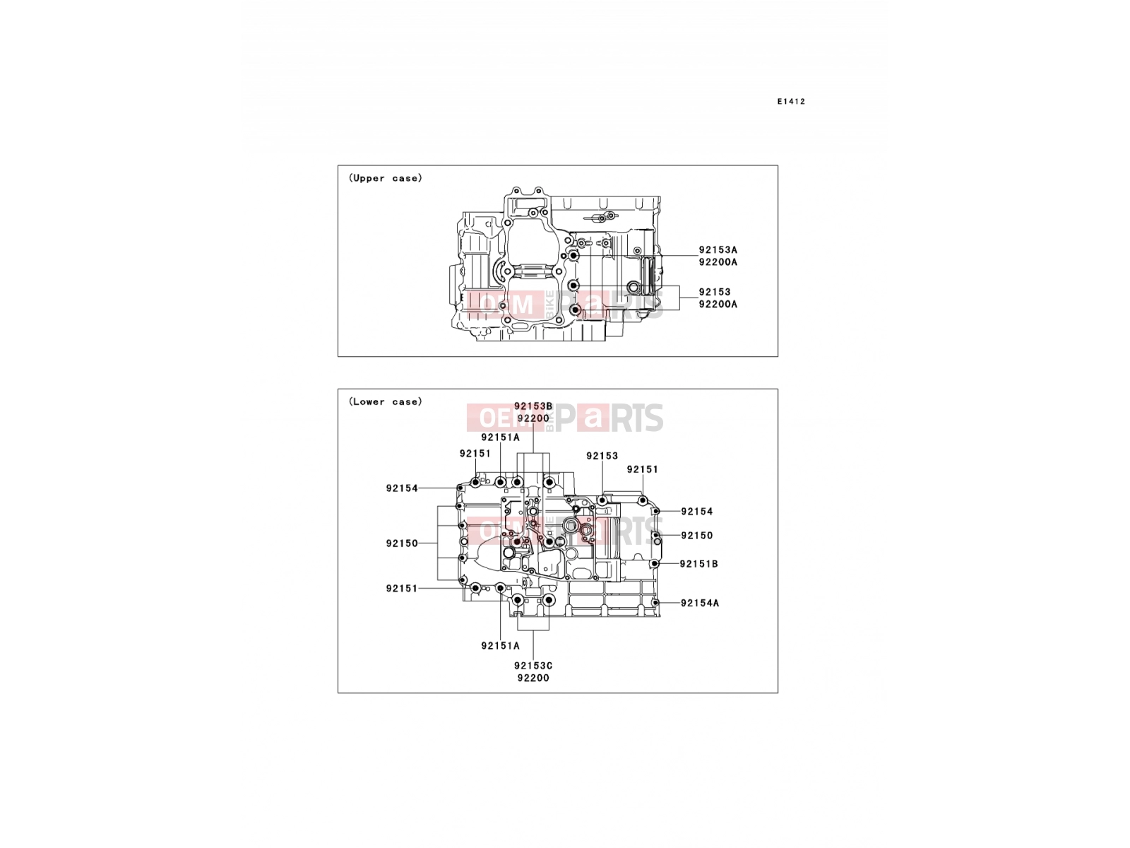 Crankcase Bolt Pattern - Kawasaki VERSYS (KLE650CCF) 2012