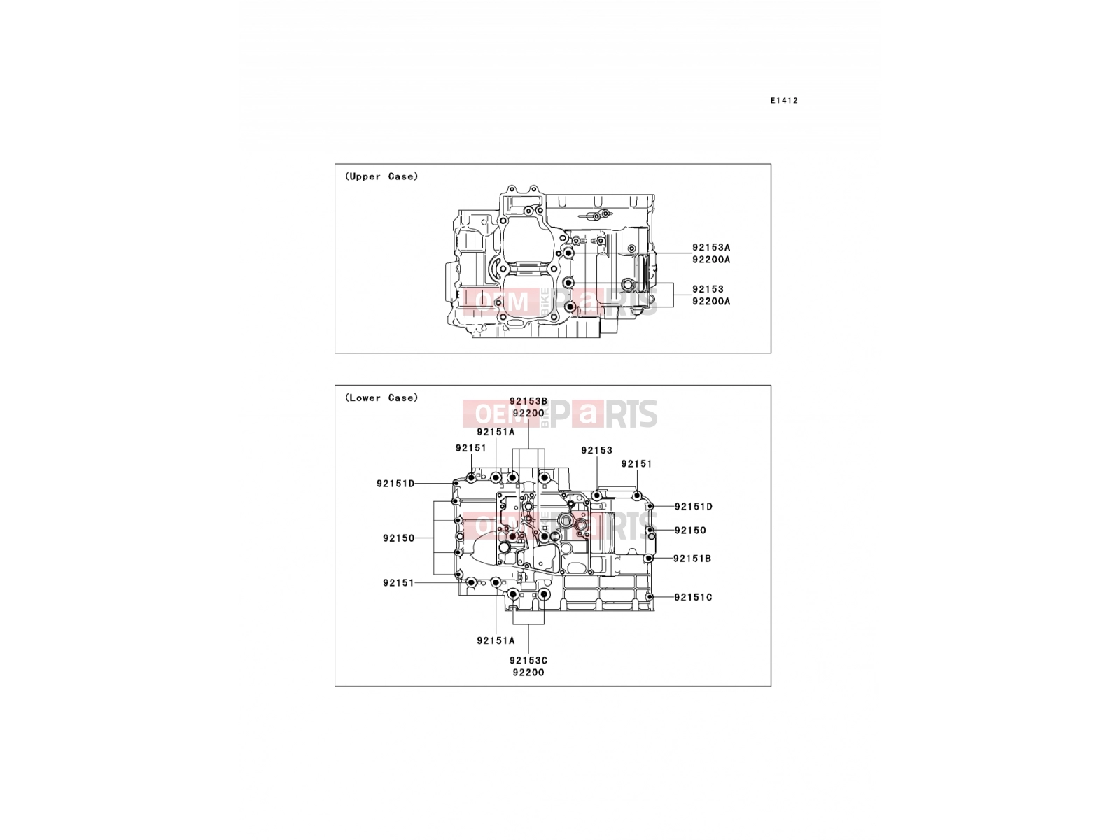 KAWASAKI 2012 Crankcase Bolt Pattern