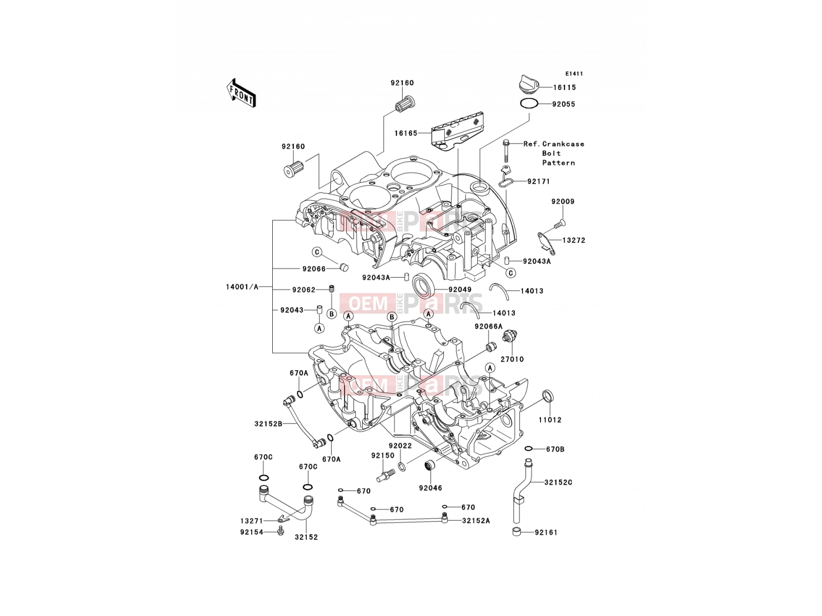 Crankcase - Kawasaki W800 (EJ800ACFA) 2012