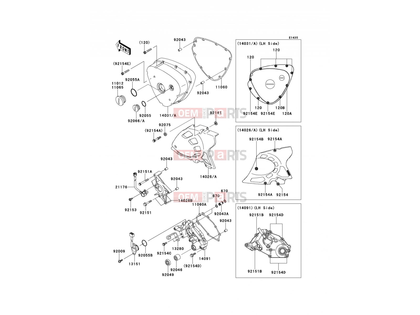 Left Engine Cover(s) - Kawasaki W800 (EJ800ADF) 2013