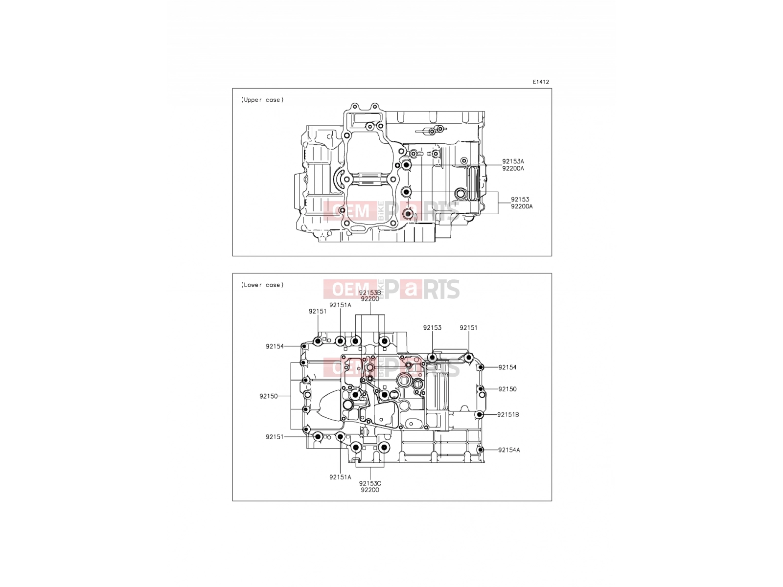 Crankcase Bolt Pattern - Kawasaki ER-6f ABS (EX650FEF) 2014