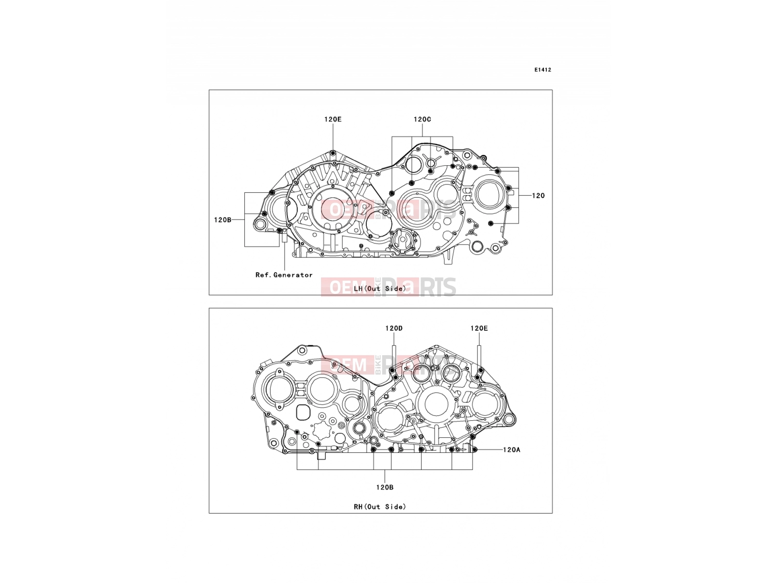 Crankcase Bolt Pattern - Kawasaki VN2000 (VN2000-A2H) 2005