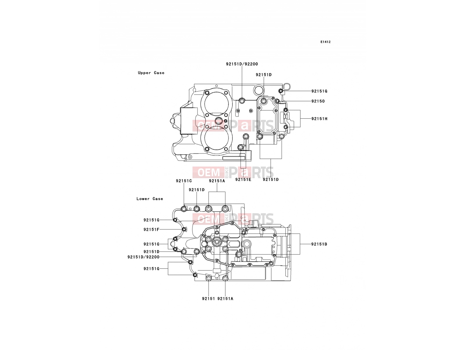 Crankcase Bolt Pattern - Kawasaki W650 (EJ650-A4) 2002