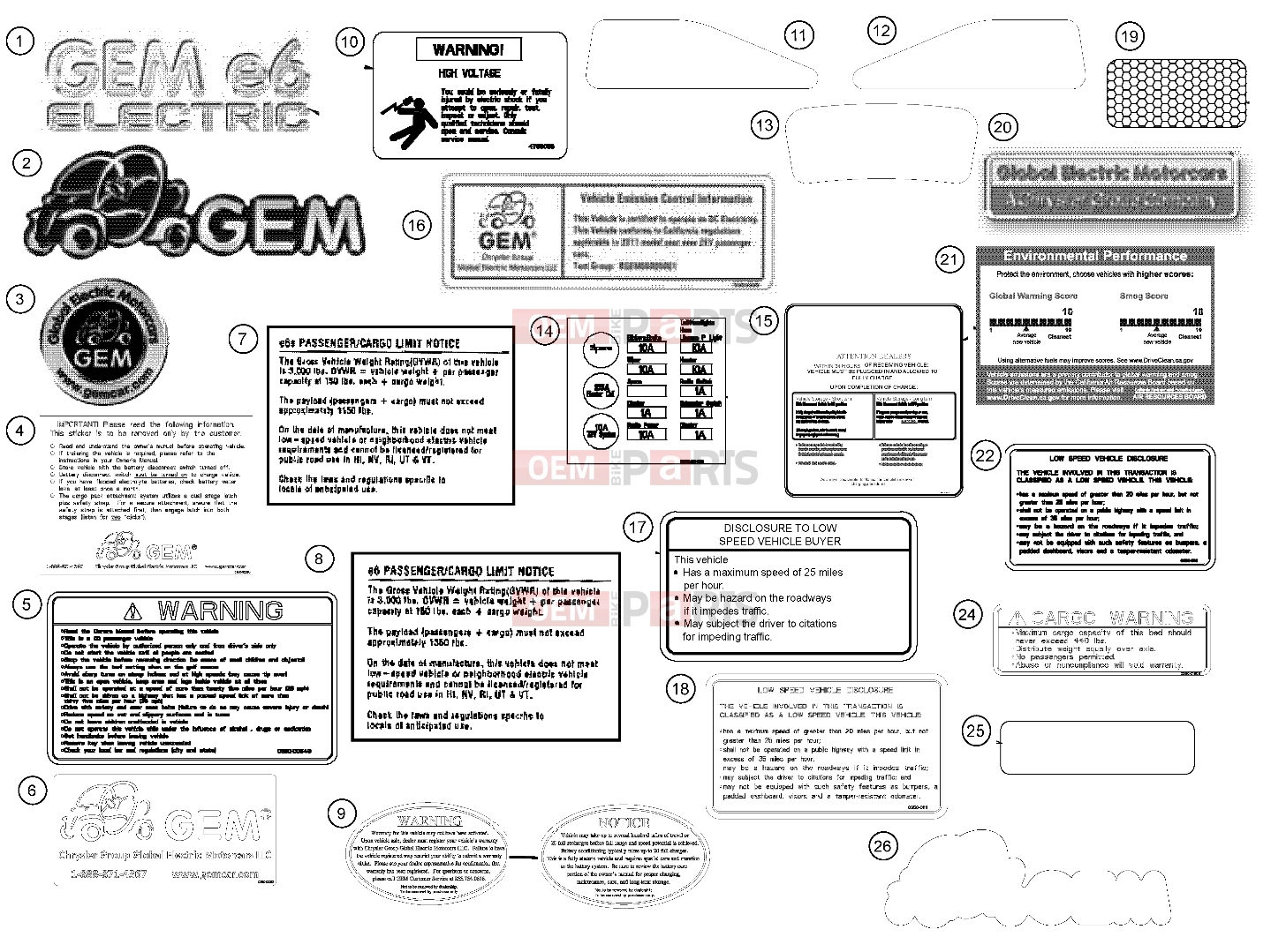 Polaris 2007 LEV GEM - E2/E4/E6/ES/EL/ELXD DECALS | DECALS, 2011 - e6 (49GEMDECALS11DECALSE6)