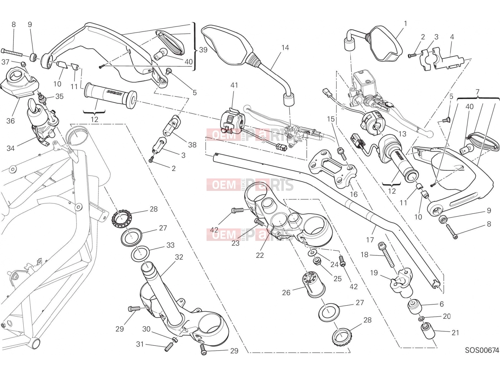 DUCATI 2015 Hyperstrada HANDLEBAR AND CONTROLS [MOD:HYP STR;XST:AUS,EUR,FRA,JAP,TWN]