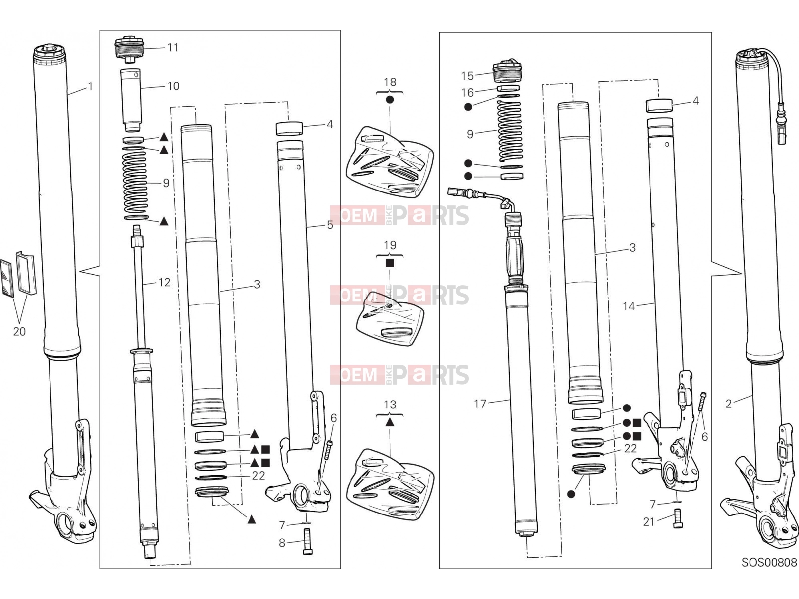 DUCATI 2018 Multistrada 1200 Enduro Pro FRONT FORK [MOD:MS1200EP]
