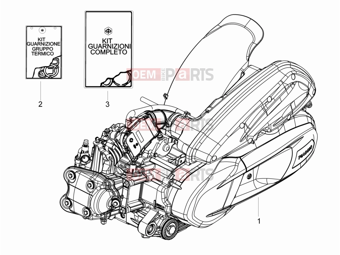 Engine » Engine, assembly - Piaggio MP3 350 Maxi Sport 2020