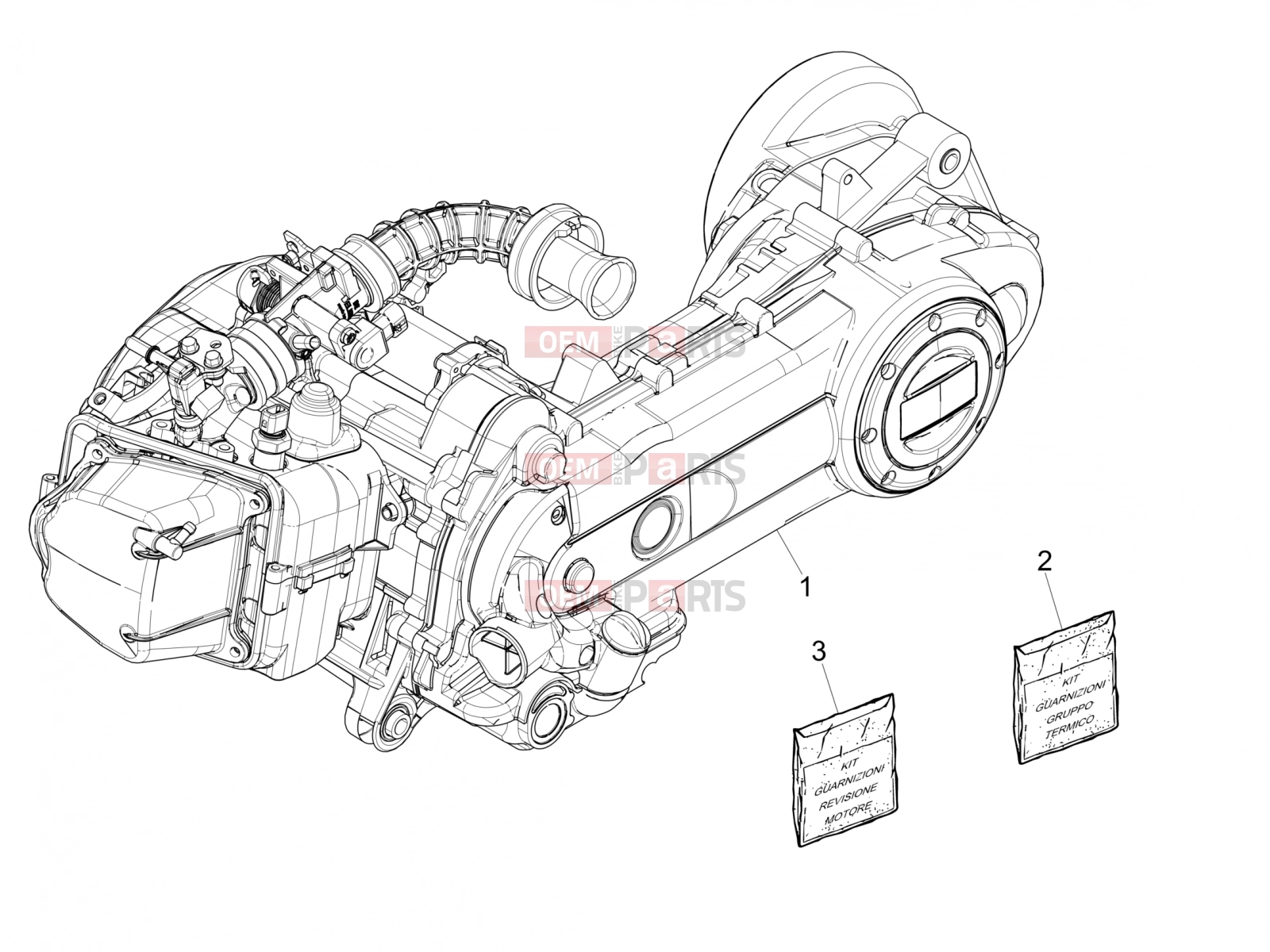 Engine » Engine, assembly - Piaggio Zip 50 4T 2022