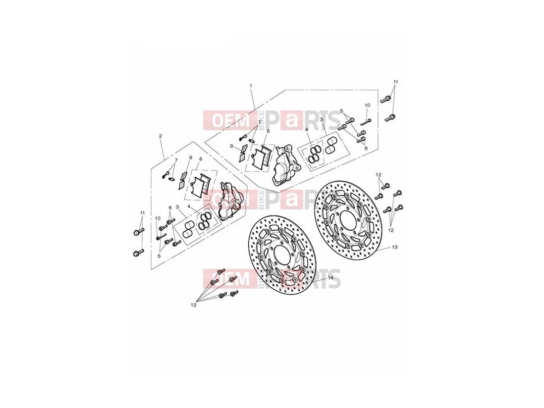 Triumph 2014 THUNDERBIRD STORM Front Brake Caliper & Discs