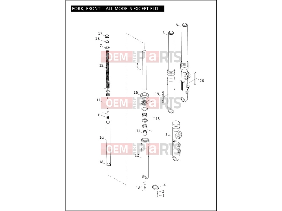 Harley-Davidson 2012 DYNA DYNA SWITCHBACK  - FLD FORK, FRONT - ALL MODELS EXCEPT FLD