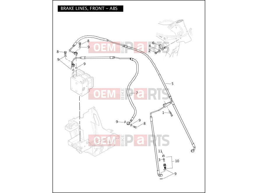 Harley-Davidson 2011 TOURING ELECTRA GLIDE CLASSIC  - FLHTC 103 BRAKE LINES, FRONT - ABS