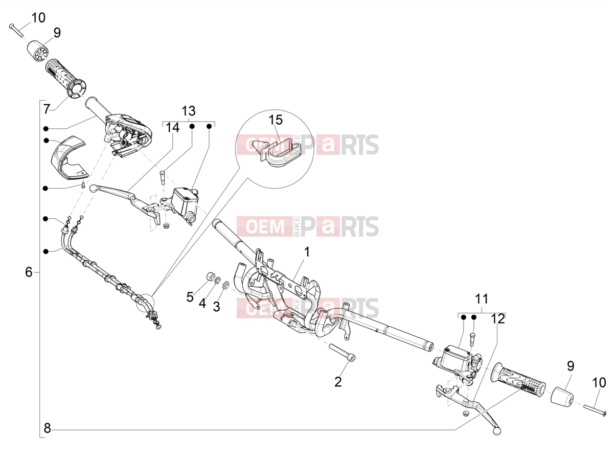 Handlebars/Steering » Handlebars - Master cil. - Piaggio Beverly 300 Deep Black E5 MY23 (EU) 2024
