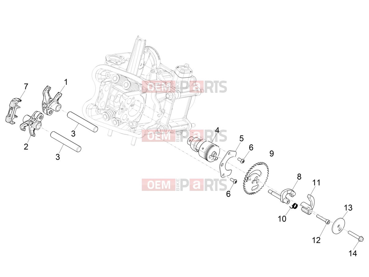 PIAGGIO BV 400 Deep Black E5 (CA, USA) Engine » Rocking levers support unit
