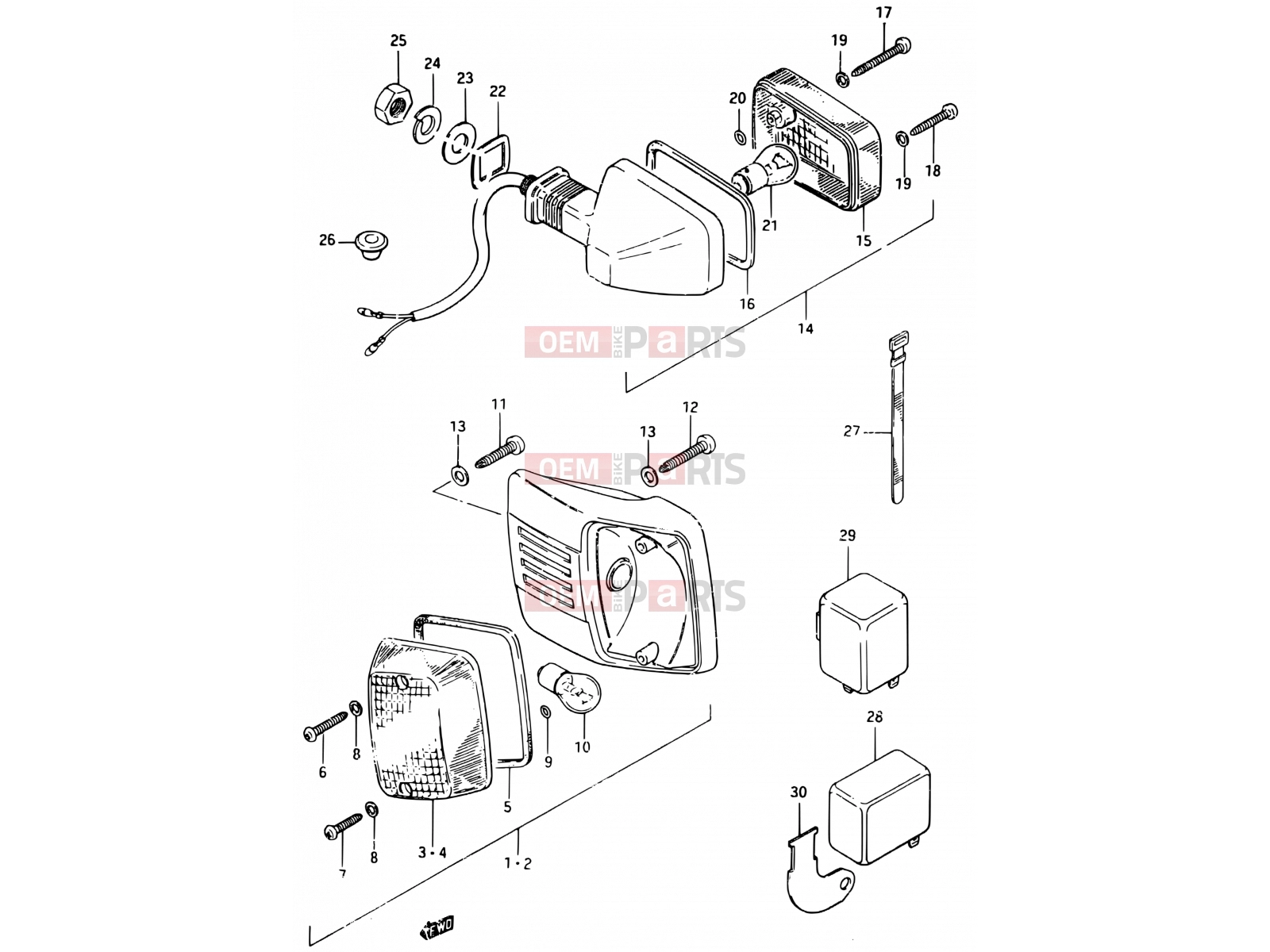 SUZUKI CS125 D (1983) 29 - TURN SIGNAL LAMP (E15, E18, E21, E22, E25, E26)