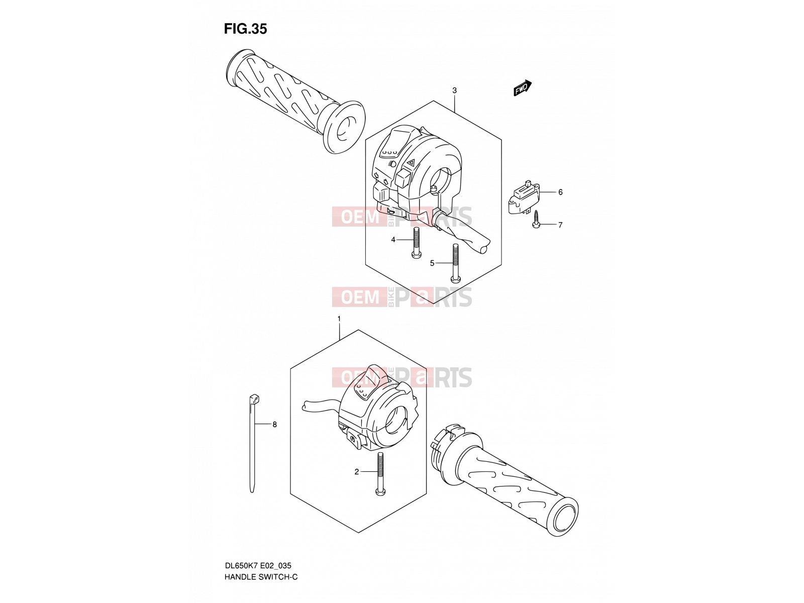 35 - HANDLE SWITCH (MODEL K7/K8/K9 E02/E19/E24) - Suzuki DL650A K8 (2008) V-Strom (E02,E19,E24,E37)