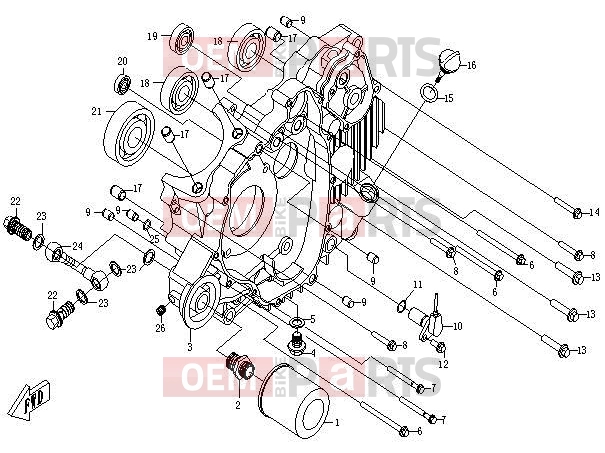 CFMOTO 2015 UTV UFORCE 600 (CF600-5) LEFT CRANKCASE - E02