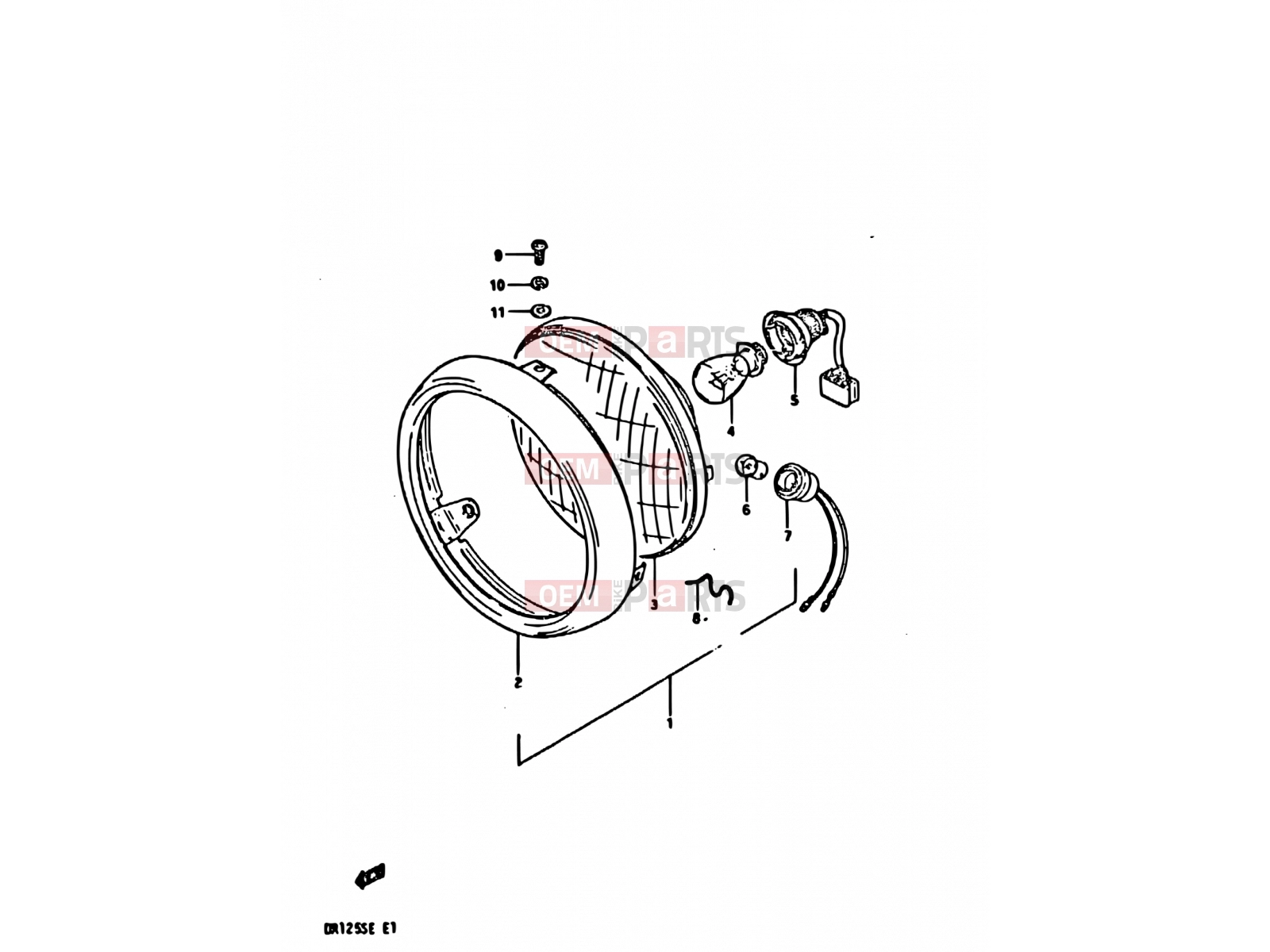 SUZUKI DR125S D (1983) 22 - HEADLAMP (E01, E02, E06, E24)