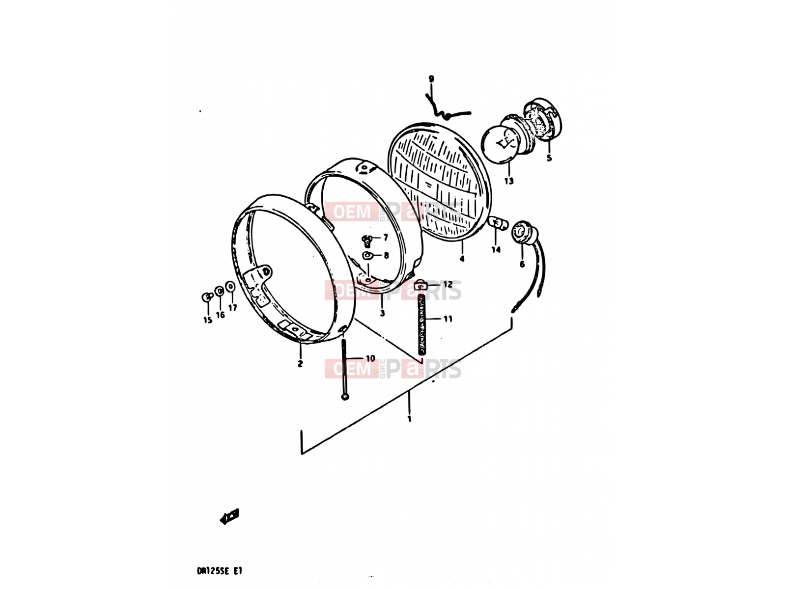 23 - HEADLAMP (E04, E15, E18, E21) - Suzuki DR125S D (1983)