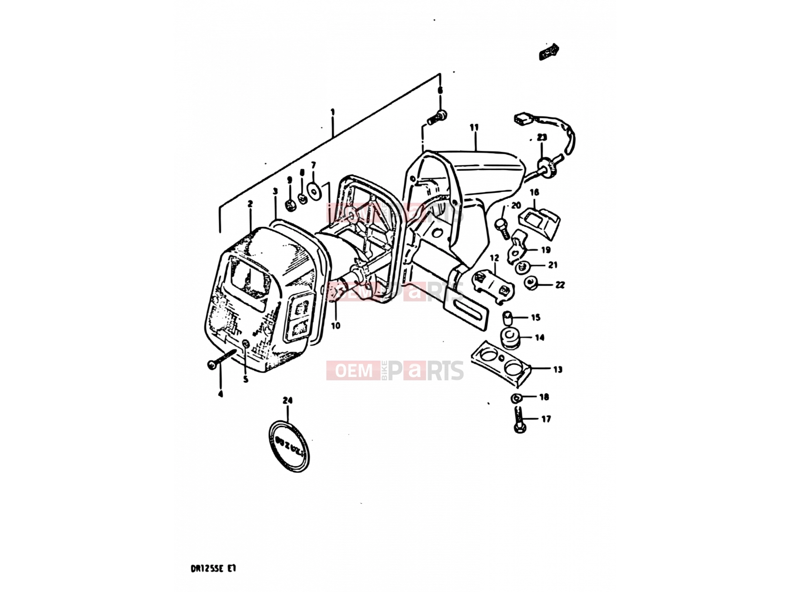SUZUKI DR125S E (1984) 27 - REAR COMBINATION LAMP (E01, E04, E06, E15, E21, E24)