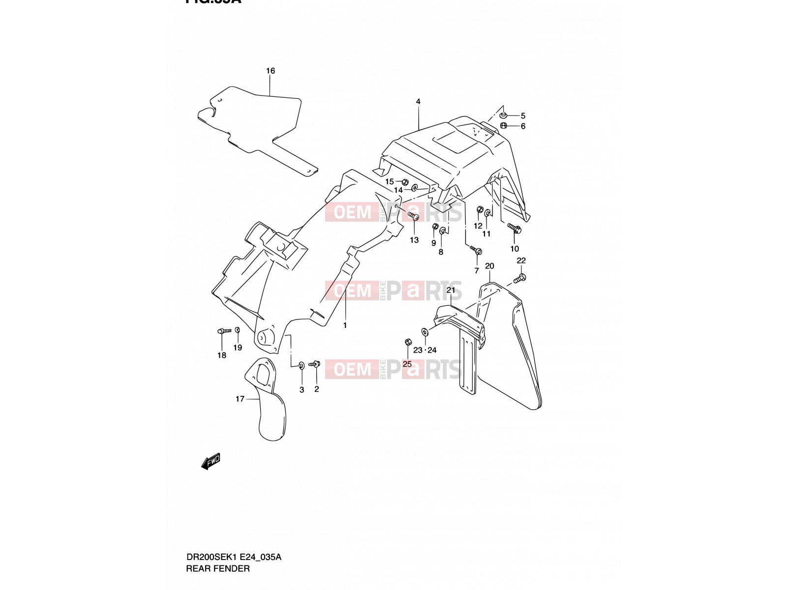 SUZUKI DR200SE K2 (2002) (E06,E24) 35A - REAR FENDER (MODEL K2/K3/K4/K5)