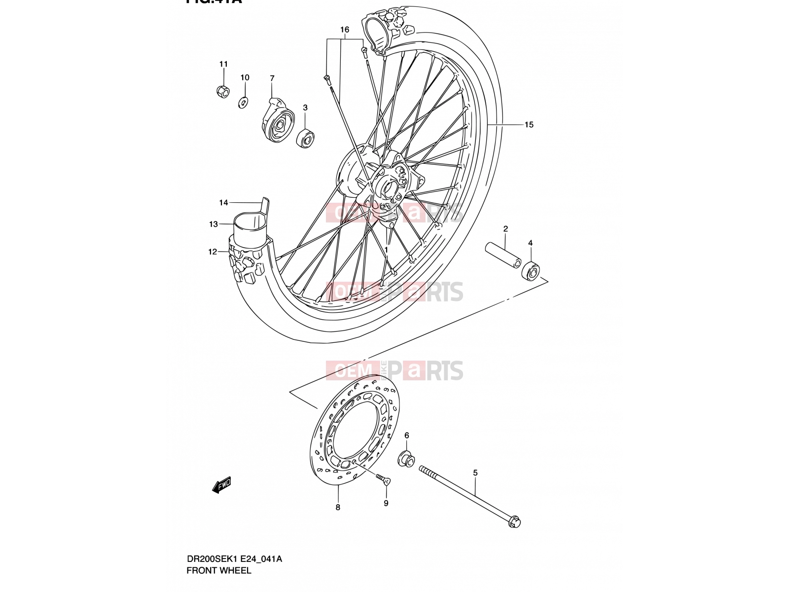 SUZUKI DR200SE K2 (2002) (E06,E24) 41A - FRONT WHEEL (MODEL K2/K3/K4/K5 E06,E24)