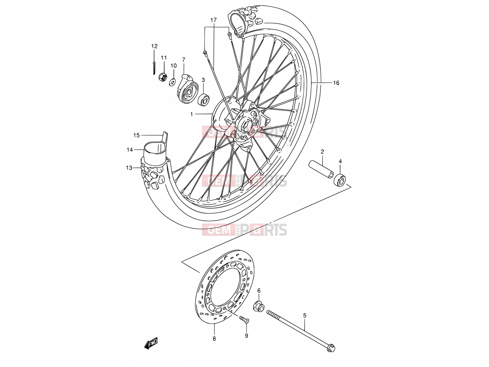 SUZUKI DR200SE K2 (2002) (E06,E24) 41B - FRONT WHEEL (MODEL K2 P09)