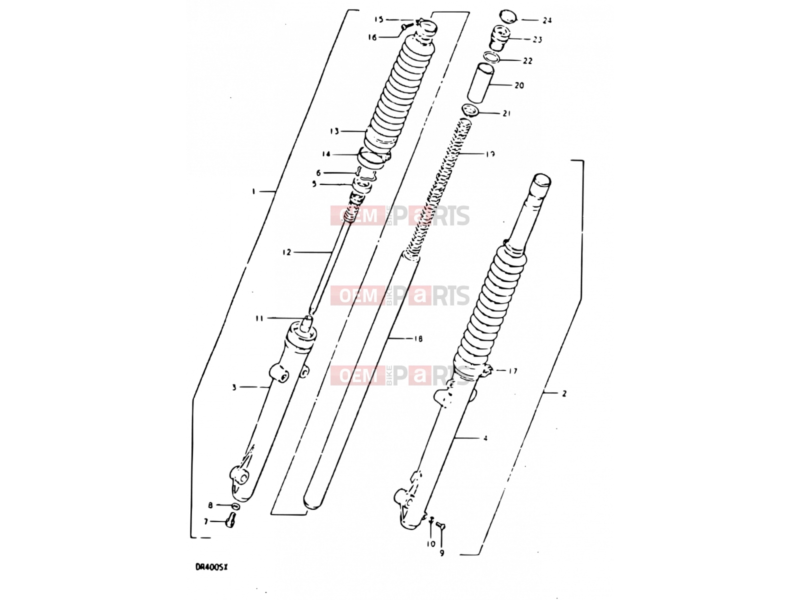 53 - FRONT FORK (DR400ST, E15, E17) - Suzuki DR400S T (1996)