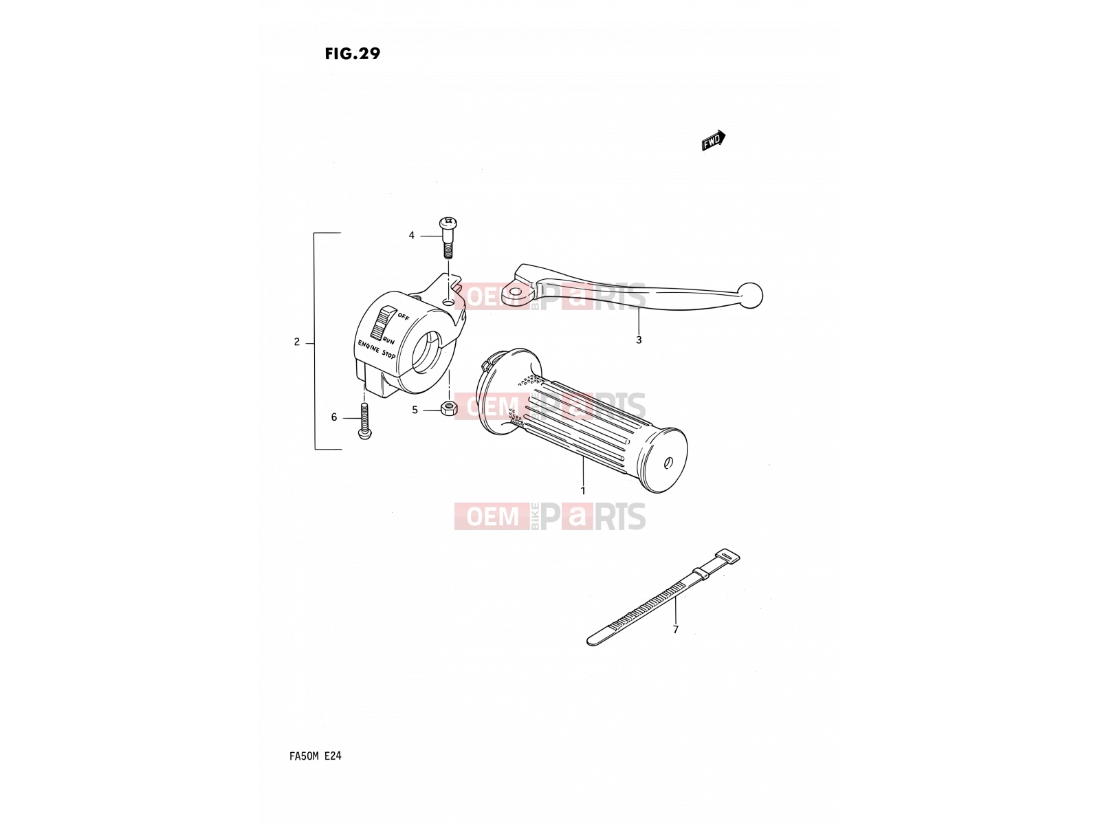 SUZUKI FA50 J (1988) 29 - RIGHT HANDLE SWITCH (E06,E24)