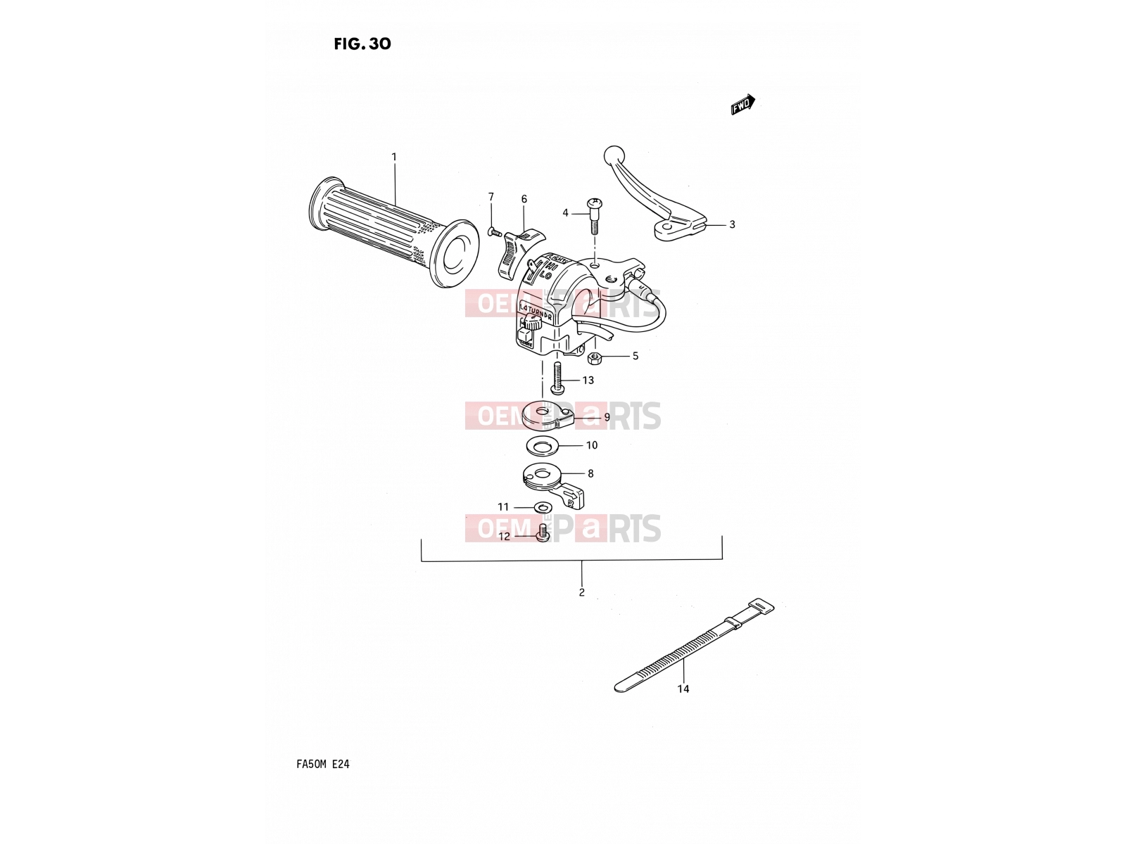 SUZUKI FA50 L (1990) 30 - LEFT HANDLE SWITCH (E06,E24)