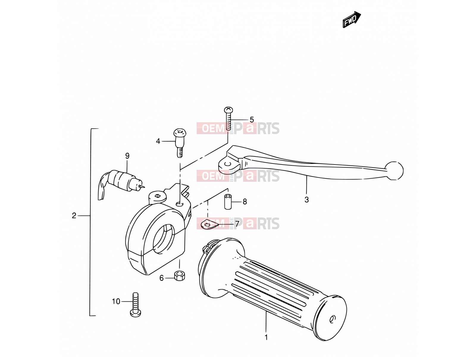 SUZUKI FZ50 K (1989) 48 - RIGHT HANDLE SWITCH (E06, E09, E10, E24, E25, E26)