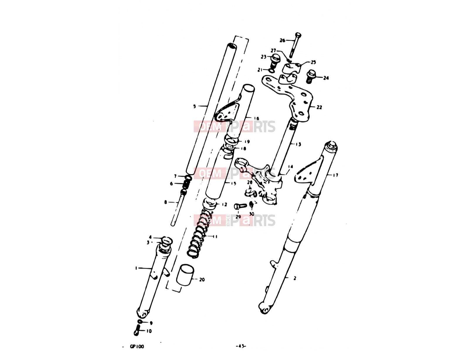 43 - FRONT FORK (E06) - Suzuki GP100U N (1992)