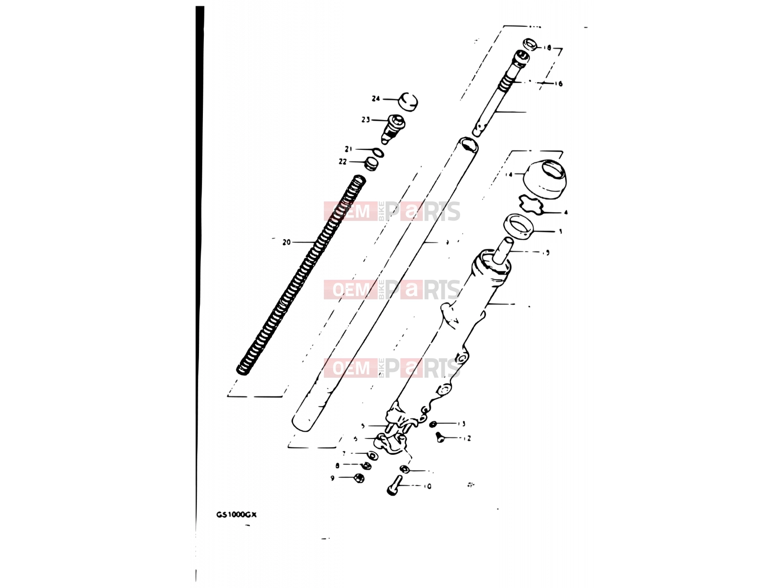 SUZUKI GS1000G T (1996) 61 - FRONT FORK (E02, E04, E17, E18, E21, E22, E24-26, E34, E39)