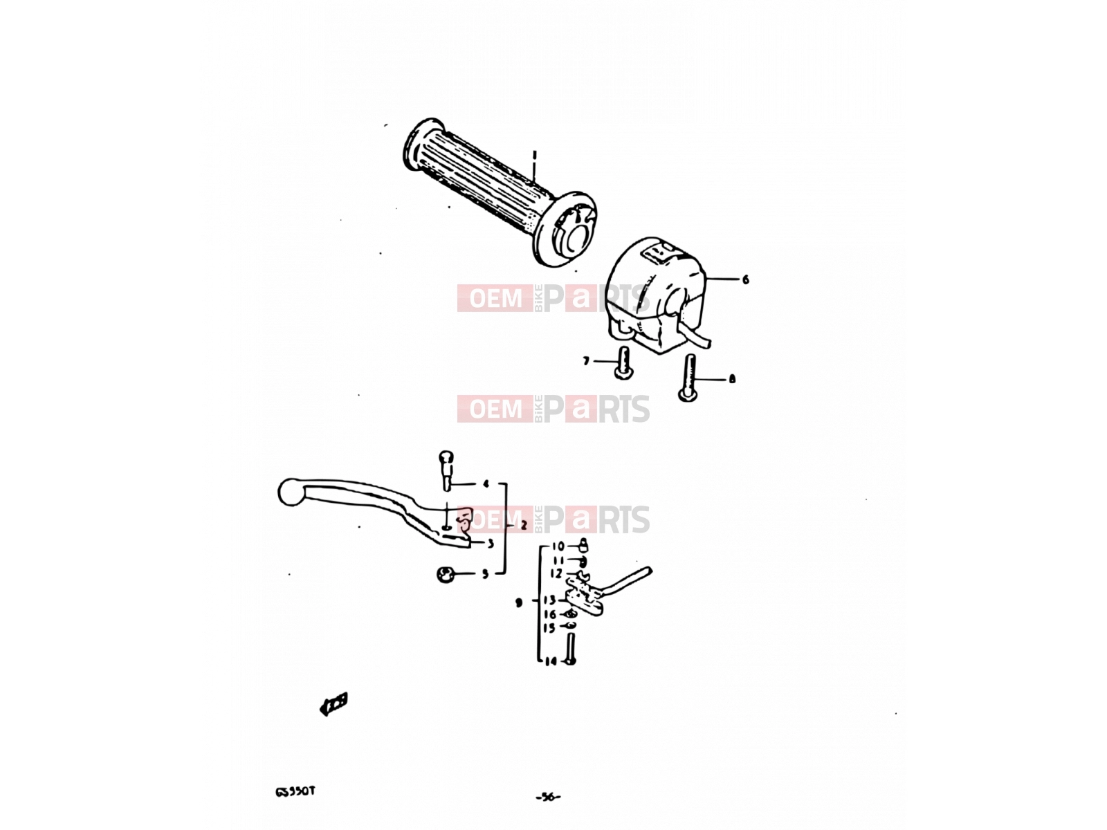 SUZUKI GS550 T (1996) 56 - RIGHT HANDLE SWITCH (E04, E15, E18, E22, E25, E26, E34)