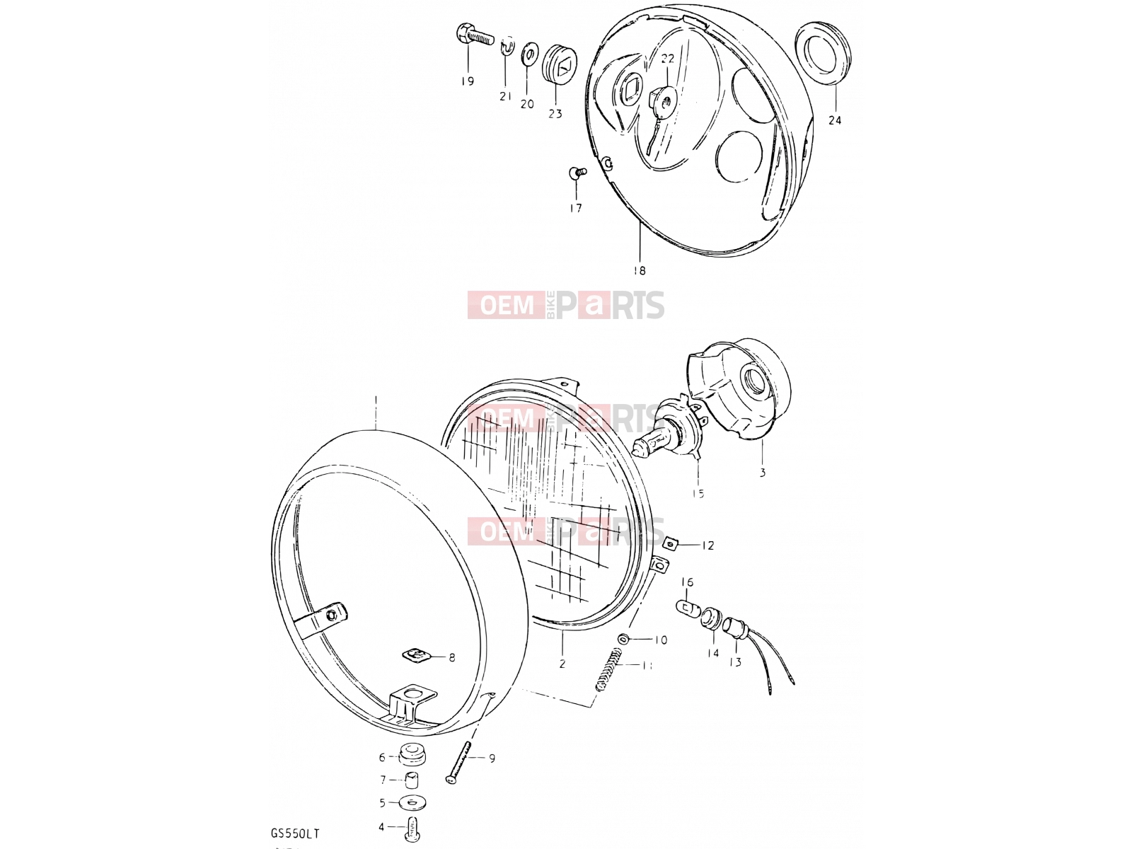 25 - HEADLAMP (E21, E22, E25, E26, E34, E39) - Suzuki GS550L T (1996)