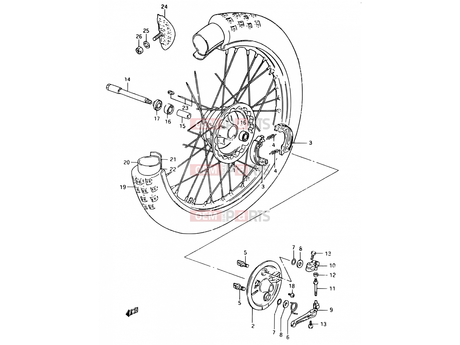 27 - FRONT WHEEL (MODEL E) - Suzuki RM500 E (1984)