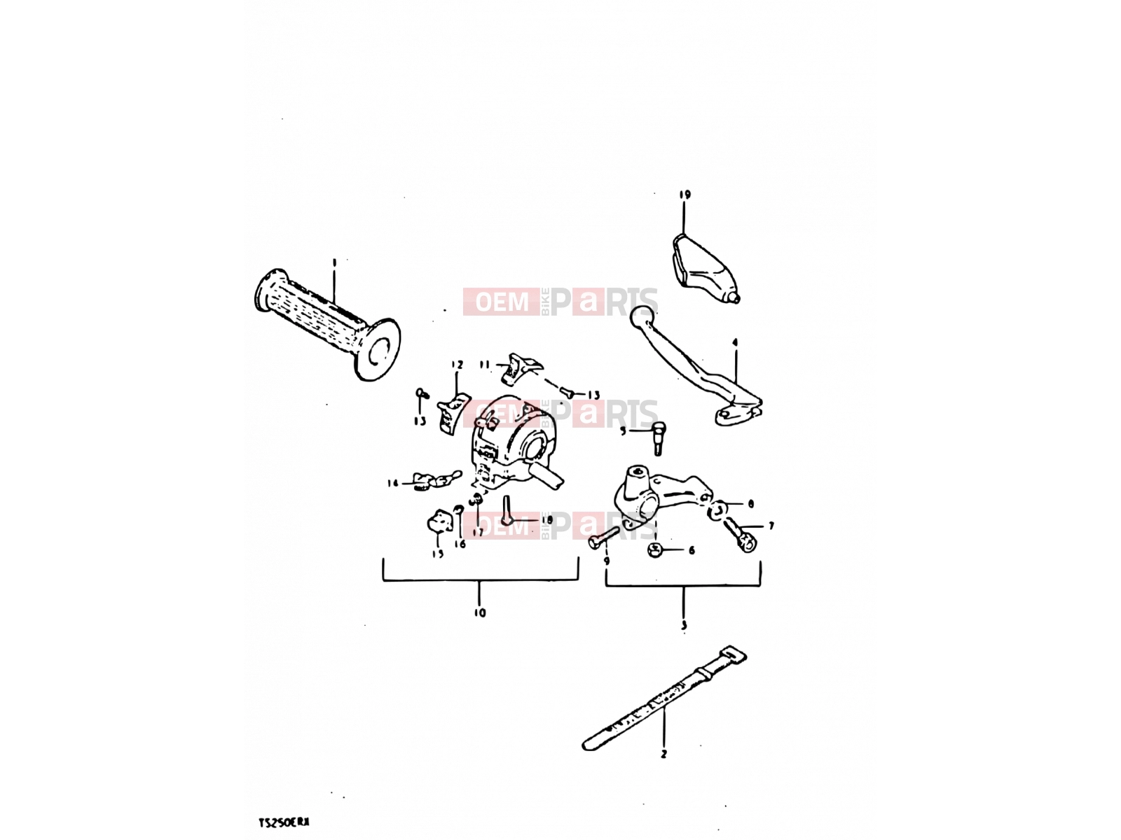 SUZUKI TS250ER X (1999) 62 - LEFT HANDLE SWITCH (E22, E39)