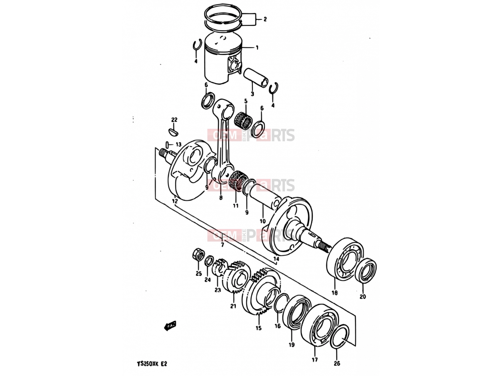 SUZUKI TS250X K (1989) 6 - CRANKSHAFT