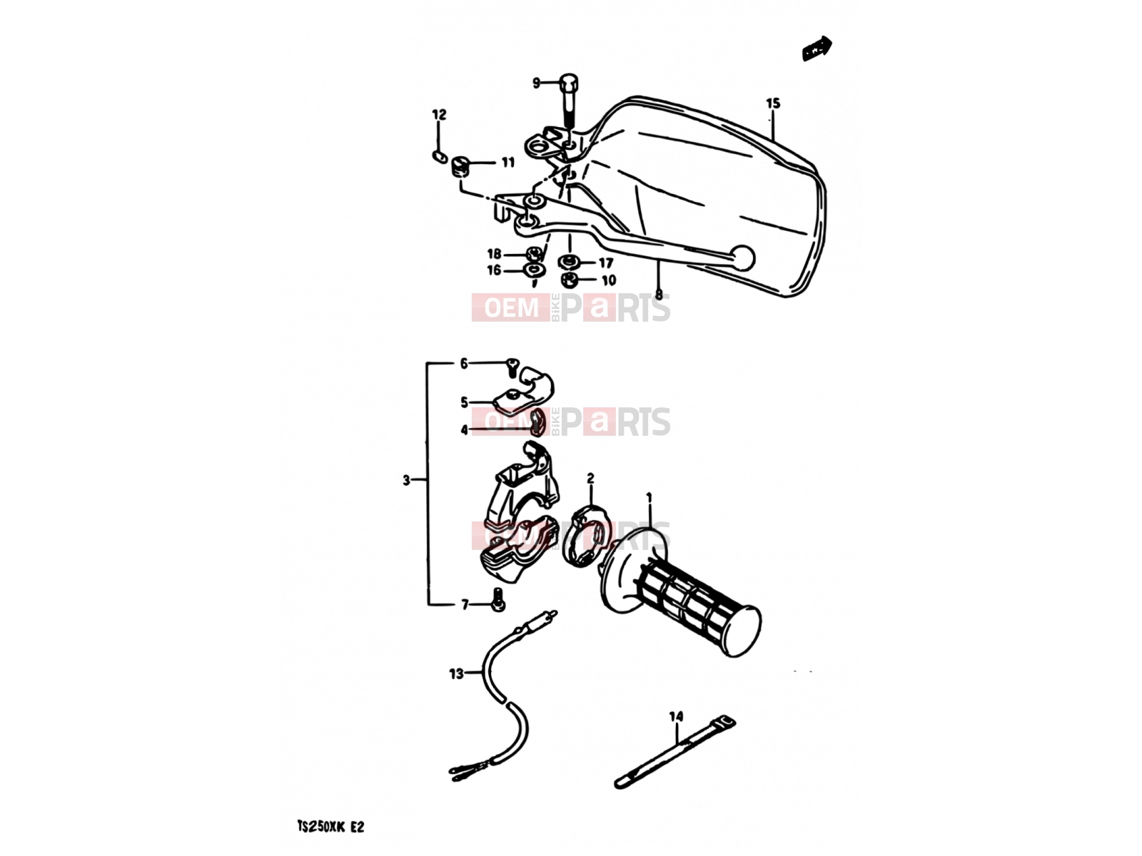 SUZUKI TS250X K (1989) 49 - RIGHT HANDLE SWITCH (MODEL H/J E01,E02,E21,E24,E25)