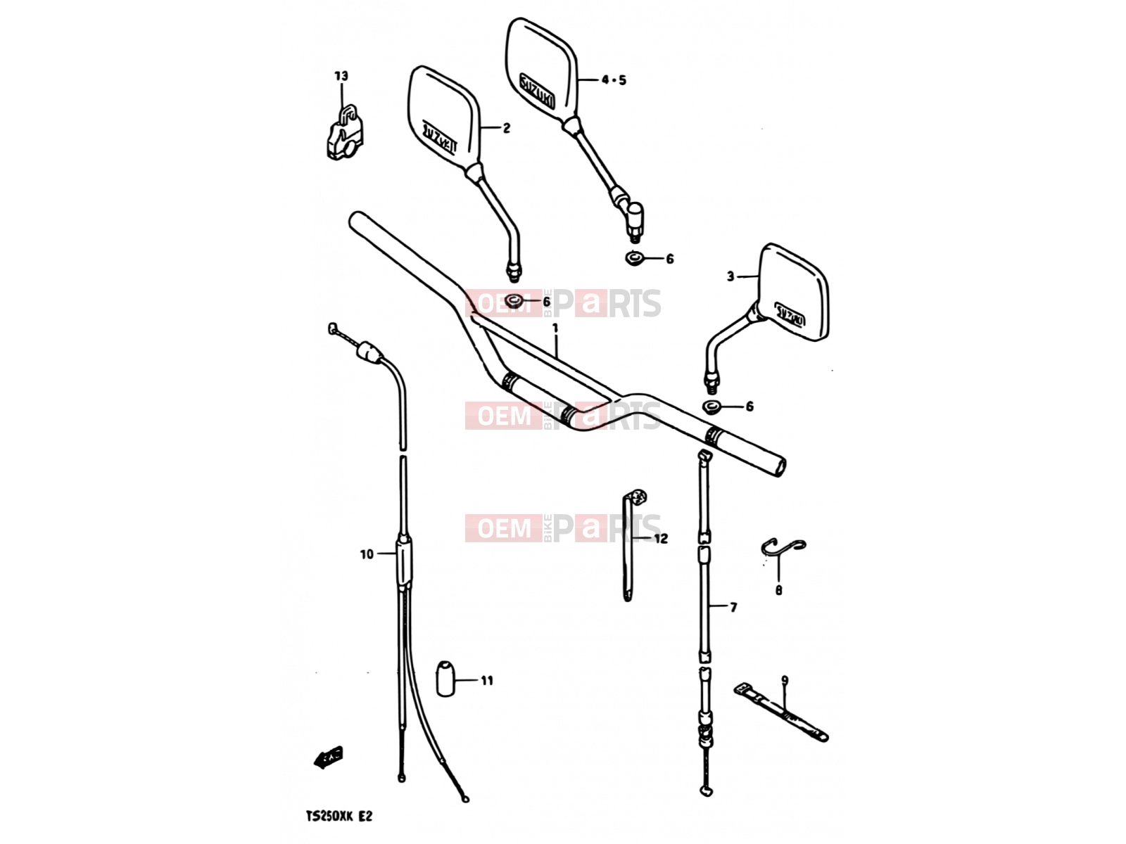 SUZUKI TS250X K (1989) 46 - HANDLEBAR