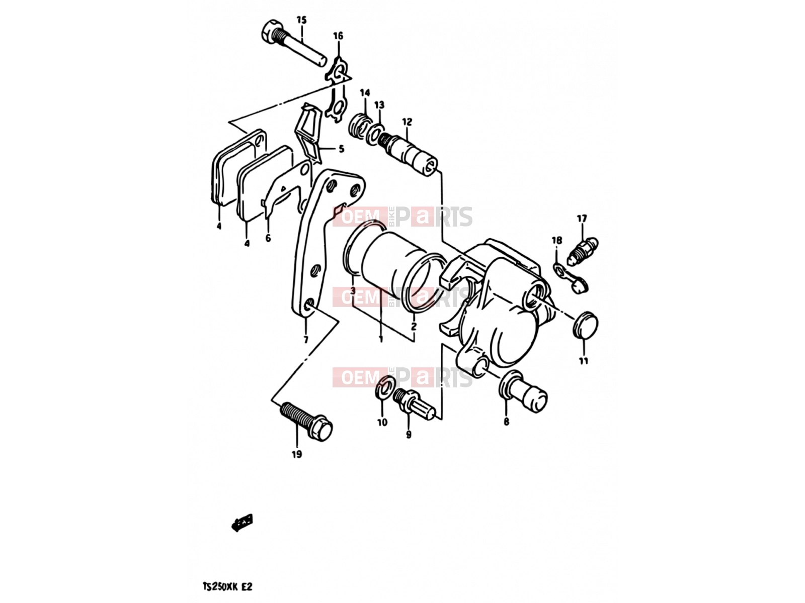 SUZUKI TS250X K (1989) 54 - FRONT CALIPERS