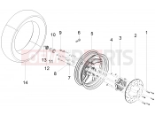 Rear wheel - Piaggio Fly 125 4T/3V ie 2012