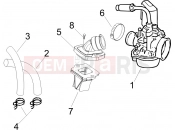 Carburettor, assembly - Union pipe - Gilera DNA 50 2006