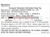 CFMOTO UFORCE 800 (CF800-3) HANDLEBAR TAG